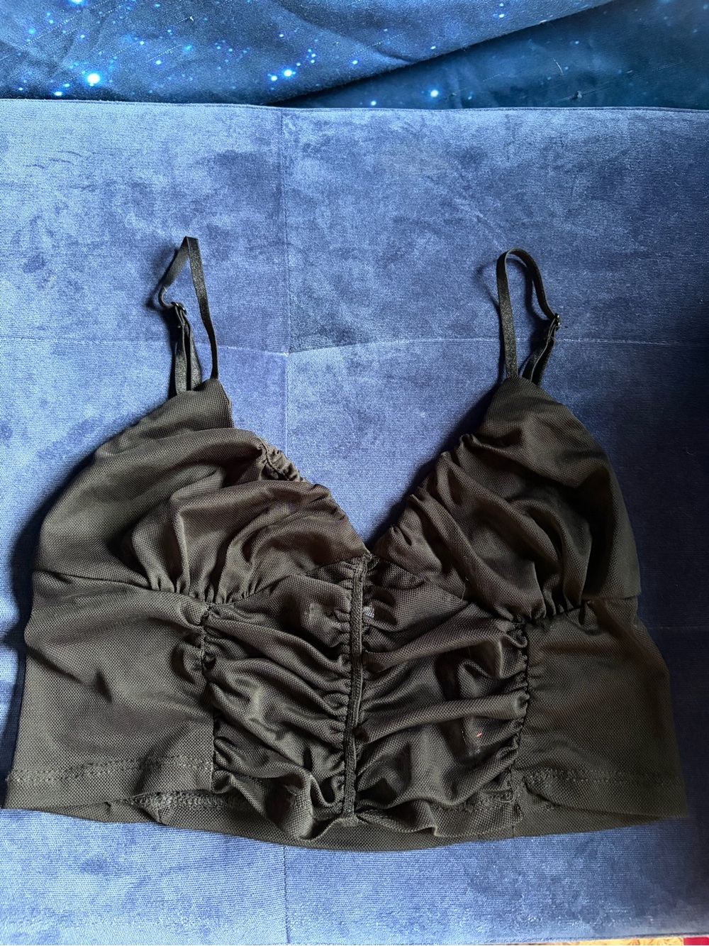 Black Ruched Cami Sheer Top - Women